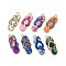 Alloy Enamel Pendants, Rack Plating, Flip Flops Charm, Light Gold, Mixed Color, 30.2x12x2mm, Hole: 2mm