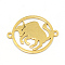 304 Stainless Steel Links Connectors, Flat Round with Twelve Constellation/Zodiac Sign, Taurus, 22x18x1mm, Hole: 1.5mm