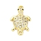 Brass Micro Pave Clear Cubic Zirconia Connector Charms, Cadmium Free & Lead Free, Turtle Links, Real 16K Gold Plated, 18.5x12x3mm, Hole: 1.2mm