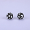 Printed Round Silicone Focal Beads, Black, 15x15mm, Hole: 2mm