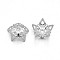 Filigree 5-Petal Brass Bead Caps, Platinum, 9x4mm, Hole: 1~7mm, about 50pcs/10g