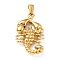 PVD Vacuum Plating 304 Stainless Steel Pendants, Crab, Golden, 32~33x20x4.5mm, Hole: 7~10x3~4mm