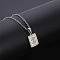 Rectangle Stainless Steel Pave Natural White Shell Pendant Necklaces, Stainless Steel Color, Letter Z, 17.72 inch(45cm)