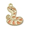 Golden Plated Alloy Enamel Pendants, Animal Charms, Snake, 23x17x1.5mm, Hole: 1.8mm