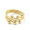 Brass Ball Open Cuff Ring for Women, Cadmium Free & Lead Free, Real 18K Gold Plated, US Size 9 1/4(19.1mm)