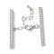 Brass Cubic Zirconia Chain Extender, Rack Plating, Long-Lasting Plated, Lead Free & Cadmium Free, Rectangle, Platinum, 45mm, Hole: 0.7mm