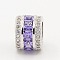 Medium Purple CZ Jewelry Findings Brass Micro Pave Cubic Zirconia Beads, Large Hole Column Beads, Grade AAA, Lead Free & Cadmium Free & Nickel Free, Platinum, 8x10x10mm, Hole: 6.5mm