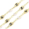 Enamel Lip Link Chains, with Plastic Imitation Pearl Beads and Rack Plating Real 18K Gold Plated Brass Chain, Soldered, with Spools, Long-Lasting Plated, Cadmium Free & Lead Free, Black, 16x5.6x3mm