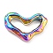 304 Stainless Steel Linking Rings, Irregular Heart, Hammered, Rainbow Color, 14x20x4mm, Inner Diameter: 6.5x14mm