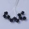 Glass Woven Beads, Flower/Sparkler, Made of Horse Eye Charms, Black, 13mm