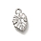 Alloy Pendants, Platinum Charms, Leaf, 14x9x2.5mm, Hole: 1.8mm