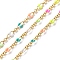 Enamel Oval Link Chains, with Real 18K Gold Plated Brass Findings, Soldered, with Spool, Colorful, 4x7x1mm