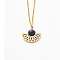 Natural Lapis Lazuli Fan Pendant Necklaces, Fashion Golden Plated Stainless Steel Cable Chain Necklaces for Women