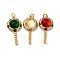 Brass Micro Pave Cubic Zirconia Pendants, with Glass and Jump Ring, Lollipop Charms, Rack Plating, Lasting Plated, Cadmium Free & Lead Free, Real 18K Gold Plated, Mixed Color, 31.5x15x6.5mm, Hole: 3mm