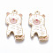 Light Gold Plated Alloy Enamel Pendants, Cadmium Free & Lead Free, Tiger, White, 24.5x12.5x1.5mm, Hole: 1.8mm