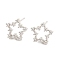 Rack Plating Brass Cubic Zirconia Star Stud Earrings, Long-Lasting Plated, Lead Free & Cadmium Free, Platinum, 11x12mm