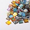 Mosaic Printed Glass Square Cabochons, Mixed Color, 10x10x4mm