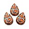 Single Face Printed Wood Big Pendants, Halloween Teardrop Charms, Orange, 54x36.5x2.6mm, Hole: 2mm