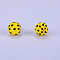 Printed Round with Polka Dots Pattern Silicone Focal Beads, Yellow, 15x15mm, Hole: 2mm