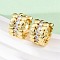 Brass Micro Pave Clear Cubic Zirconia Hoop Earrings, Long-Lasting Plated, Lead Free & Cadmium Free, Real 18K Gold Plated, 16x17.5x10.5mm