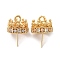 Brass Pave Clear Cubic Zirconia Pendants Bails, Cadmium Free & Nickel Free & Lead Free, Cup Peg Bails, Crown, Real 18K Gold Plated, 18x12.5mm, Hole: 2mm, Pin: 0.5mm