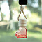 Heart Glass Empty Refillable Car Perfume Bottle, Car Hanging Fragrance Essential Oil Diffuser Bottle Pendants Decor, with Wood Cap, Red, 45x30mm, Capacity: 6ml(0.20fl. oz)