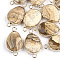Natural Picture Jasper Links connectors, with Brass Findings, Nickel Free, Faceted, teardrop, Golden, 27.5x14.5~15x6~6.5mm, Hole: 2mm