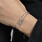 Brass Curb Chain Multi-strand Bracelets, Oval Link Bracelets for Women, with Cubic Zirconia & Imitation Pearl, Silver, Inner Diameter: 6-1/4 inch(16cm)