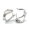 Shell Shape Brass Micro Pave Clear Cubic Zirconia Hoop Earring Findings with Latch Back Closure, Long-Lasting Plated, Real Platinum Plated, 23x12.5mm, Hole: 1.2mm, Pin: 1mm