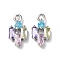 Brass Micro Pave Cubic Zirconia Charms, Cadmium Free & Nickel Free & Lead Free, Rectangle Charms, Platinum, 12x6.5x3mm, Hole: 1mm