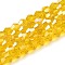 Transparent Electroplate Glass Beads Strands, AB Color Plated, Faceted, Bicone, Gold, 3.5~3.8x3mm, Hole: 0.8mm, about 107~110pcs/strand, 32.5~34cm
