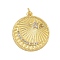 Rack Plating Brass Micro Pave Cubic Zirconia Pendants, with Jump Ring, Long-Lasting Plated, Cadmium Free & Lead Free, Flat Round with Moon & Star, Real 18K Gold Plated, 25x22.5x2.5mm, Hole: 2.5mm