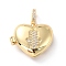 Brass Micro Pave Cubic Zirconia Pendants, Long-Lasting Plated, Heart with palm, Real 18K Gold Plated, 19.5x22.5x8.5mm, Hole: 3.2x5mm