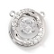 Brass Micro Pave Clear Cubic Zirconia Pendants, Cadmium Free & Nickel Free & Lead Free, Flat Round Charms, Platinum, 12x11.5x5.5mm, Hole: 0.8mm