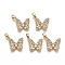 Brass Micro Pave Clear Cubic Zirconia Pendants, Nickel Free, Butterfly, Real 18K Gold Plated, 24x17.5x3.5mm, Hole: 2.5x5mm