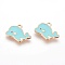 Alloy Enamel Pendants, Whale, Light Gold, Pale Turquoise, 13x19x2mm, Hole: 1mm