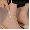 Stainless Steel Charm Anklets for Women, Real 18K Gold Plated, Flat Round, 8.27 inch(21cm)
