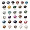 Natural & Synthetic Gemstone Round Adjustable Rings, Lead Free & Cadmium Free, Silver Plated Brass Finger Rings for Women Men, Round: 28mm, Inner Diameter: 18mm