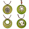 4Pcs 4 Styles Tibetan Style Alloy Pendant Necklaces Set with Faux Suede Cords, Star & Flower & Bird & Flat Round, Antique Bronze, 31.50~33.07 inch(80~84cm), 1Pc/style