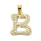 Brass Micro Pave Cubic Zirconia Pendants, Letter, Real 18K Gold Plated, Letter B, 19x16x2.5mm, Hole: 4.8x2.9mm