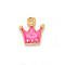 Alloy Enamel Pendants, Light Gold, Crown, Hot Pink, 12x11mm