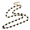 Ion Plating(IP) Golden 304 Stainless Steel Heart Link Chain Necklaces, with Enamel, Black, 17.72~17.91 inch(45~45.5cm)