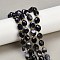 Dyed & Heated Natural Fire Crackle Agate Beads Strands, Faceted, Oval, with Seed Beads, Plum, 9x10mm, Hole: 1.2mm, about 32pcs/strand, 15.75''(40cm)