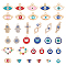 30Pcs 12 Styles Alloy Enamel Pendants & 4Pcs 4 Styles Alloy Links, with Rhinestone, Enamel and Evil Eye, Light Gold, 30pcs & 4pcs