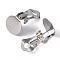 Brass Clip-on Earring Findings, with Round Flat Pad, Platinum Color, Size: about 12mm wide, 16mm long, 4.3mm high, hole: 3mm