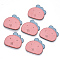 Faux Suede Patches, Costume Ornament Accessories, for Magic Tape Hair Clip Making, Chook, Pink, 33x35x3mm