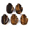 Natural Tiger Eye Pendants, Hansa Hands, 26~27x18.5~19x6~6.5mm, Hole: 1.5mm