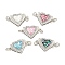 Rack Plating Brass Micro Pave Cubic Zirconia & Shell & Enamel Box Clasps, Cadmium Free & Lead Free, Long-Lasting Plated, Heart, Mixed Color, 11.5x18.5x4mm, Hole: 2.5mm