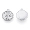 Brass Charms, Cadmium Free & Nickel Free & Lead Free, Flower with Rabbit, Real Platinum Plated, 14x11.5x2.5mm, Hole: 1.4mm