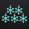 Spray Painted Alloy Enamel Pendants, with Glitter Powder, Cadmium Free & Nickel Free & Lead Free, Snowflake, Turquoise, 27x21x2.5mm, Hole: 2mm